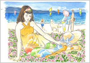 「浜昼顔」の塗り絵の作品例