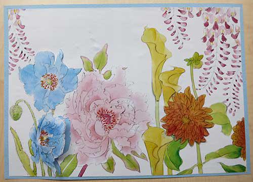 「花の中から現れるお祝いメッセージカード」の完成写真