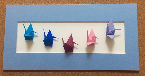 「プレゼントを兼ねた折り鶴のカード」の完成写真