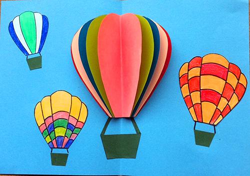 「バルーン（熱気球）のポップアップカード」の完成写真