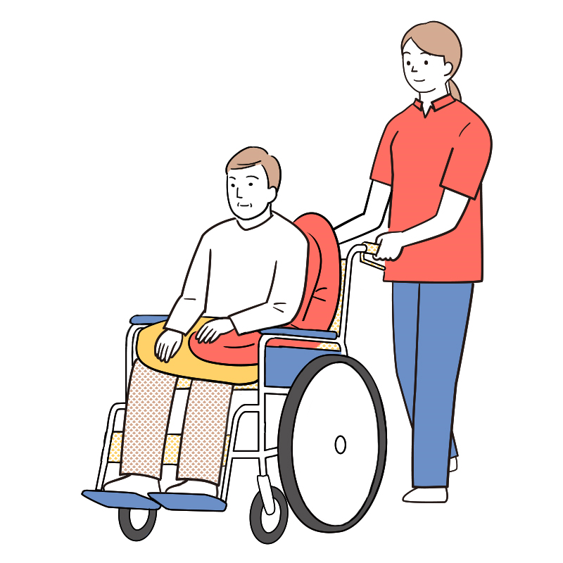 車いすの介助方法を説明したイラスト