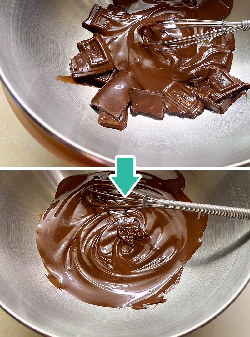 ボウルに入れたチョコレートを溶かす